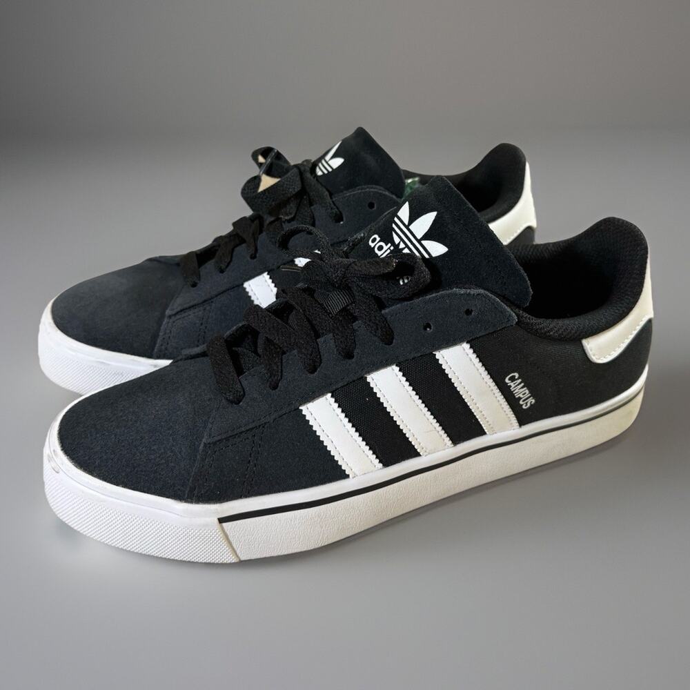 Adidas Men’s Campus Sneakers Black With White Stripes Size 9 EUC